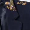 Bee broderi blazer smal fit masculino abiti uomo bröllop prom tweed ull för män stilfull kostym279s