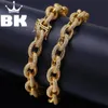 Hip Hop King12mm Twisted and Oval Link Bracelet Iced Out Micro Pave Zircon Fashion Punk Chain Bling Charms Jewelry J1211