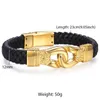 Davieslee Fashion Mens Manmade Leather Bracelet Box Stainless Steel Box Link Knot Charm Wristband 1213mm Gold Silver Color DHB4967788266