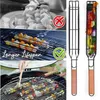 DHL 50pcs Outdoor Cooking Barbecue Baskets Grill Net BBQ Tools Metal Clip Basket with Opp Bags