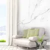 Aangepaste Muurschildering Nordic Ins White Marmeren Muur Schilderij 3D Slaapkamer Woonkamer TV achtergrond Waterdichte muurschilderingen Wallpaper Modern