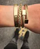 Charmarmband 3st Set Luxury Bangle rostfritt stål armband som snider romerskt siffra par för män kvinnor smycken1220w