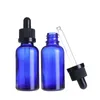 Hot Cheap Empty Essential Oil Bottle Cobalt Blue Glass Bottle Dropper 30ml With Dropper And Black Childproof Cap Wholesale