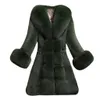 معطف الشتاء النساء العادي رايون أفخم بلون فو الفراء معطف معاطف منتظمة مع النبيذ الأخضر أسود أبيض اللون لاختيار 201212