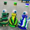 Rök Hosah Silicone Water Pipe med ögondekoration Röktillbehör Bongs Glass Bowl Tobacco Dab Rig Kits 831