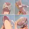 New Children Leather Shoes Rhinestone Bow Princess Girls Party Dance Shoes Baby Student Flats Kids Performance Shoes
