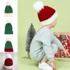2021 Kerststijlen Kinderen Gebreide Pompom Beanie Hoeden XMS Rood Groene Kleur Met Wit Bont Bal Leuke Kinderen Winter Warmer Mutsen Toddler Hat