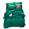 Green Winter fleece bedding set AB side duvet cover flannel fleece flat sheet 3/4pcs solid home bed set caroset bed linens warm T200706