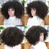 250 Densidade Afro Kinky Curly Lace Perucas de Cabelo Humano Com Bangs Curto Bob Rendas Peruca Frontal para Mulheres Full 4B 4C Dolago Preto