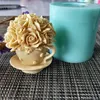 HC0120 Blume Rose Tasse Silikonform Seifenform Blume handgemachte Seifenherstellung Formen Kerzenform T200703