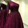 Dubai Design Wine Red A-Line Evening Dresses One-Shoulder Sexy Luxury Formal Dress Serene Hill LJ201224