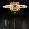 3/5 Rings K9 Crystal LED Chandeliers Lighting Modern Chrome Plafon Lustre Luminaire Stainless Steel Ceiling Lamps For Kitchen