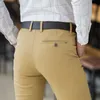 Męskie Klasyczne Dorywczo Khaki Spodnie Mężczyźni Business Dress Slim Fit Elastyczne Jogger Długie Spodnie Męskie Odzież Bawełniana Praca Pant Black 201110
