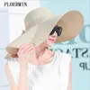 Szerokie brzegowe czapki elegancki styl letni duży słomkowy kapelusz dorosły kobiety dziewczęta moda Słońce Uv Protect Big Bow Beach1