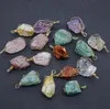 9 Farben Hübscher Naturstein-Anhänger Halskette Amethyst Rosenquarz Weißer Kristall Zitronenkristall Fluorit Charms Stein für Halskette