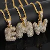 Pingente Colares Zircônia Cúbica Hip Hop Chain Gravatas A-Z Bolha Nome Custom Bubble Carta Inicial Charme Para As Mulheres Homens Jóias