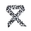 Leopard Snakeskin Stripes Double-layer Printed Twill Tie Bag Handle Silk Scarf Slender Narrow Ribbon Scarf Women Fashion Headband