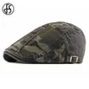 FS Camouflage Berets Hat For Men Women Herringbone Caps Washed Cotton Newsboy Cap Cabbie Ivy platt hatt Justerbar vår Summer3031027