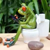 Creative 3D Résine Grenouille Figurines Cabochon Kawaii Artisanat Assis Ornements De Toilette Pour La Décoration Intérieure Y200106