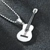 Stainless steel Music guitar pendant Necklace Women mens necklaces Black gold hip hop fashion jewelry will and sandy gift