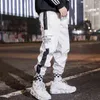 Męskie Joggers Spodnie Casual Man Spodnie Streetwear Hip Hop Black Cargo Długość Długość Spodnie Sport Biała Techwear Jogger H1223