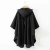 Jesień Plus Size Gothic Black Hooded Cape Poncho Trench Coat Kobiety Vintage Luźne Tassel Lady Woolen Cardigan Ponchos Capas Mujer1