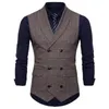 Herrvästar varumärke kostym män jacka ärmlös beige grå brun vintage tweed mode vår höst plus size waistcoat guin22