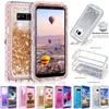 Bling Crystal Liquid Glitter 360 Protect Designer Cell PhoneケースロボットiPhone 13 12 11 Pro最大ノート20 S20 Plus DHL