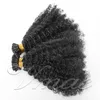 Peruansk mongulisk jag tips hårförlängningar Afro kinky Curly 100 Strands Pre Bonded Stick Jag Tips Keratin Fusion Remy Virgin Human Hair Extension