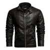 Mens Leather Jacket Winter Coat Street Fashion Casual Wear Pleated Drsigned Zipper Jacket Motorcycle Jackets For Men Fur Lined 201126