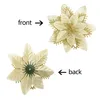 10 Unids Navidad Brillo Poinsettia Flores Flores Artificiales Decorativas Para Adornos Para Árboles De Navidad 13 cm Faux Sil jllFfF