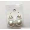 Moda w stylu koreański dwustronna biała perła imitacja Pearls Studs for Women Boutique Classic Double Sides Pearl Studs R02H2