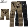 Men's Spring/Summer/Autumn Cargo Pants Men Removable Quick Dry Trousers For Man Casual Pants Male Khaki Zip-Off AM4181