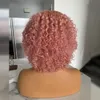 Curto Curly T Parte Peruca Brasileira 4x4 Lace Fechamento Perucas Kinky Curl Virgin Humano Cabelo arrancado com cabelo de bebê 150% densidade para mulheres