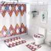 Rideau de douche à motif de marbre avec tapis de bain Ensemble de tapis de toilette en microfibre Tapis de sol de salle de bain Tapis de couverture de siège de toilette lavable 201211