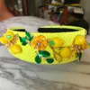 Barokowy pas startowy urocze żółte cytrynowe kwiat zielone liście opaska dla kobiet luksusowe vintage Wideside Hair Accessories Jewelry 2324J