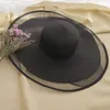 HT2504 Sun Hat Zomer Anti-UV Dame Wide Hoed Vrouwen Solide effen floppy Summer Straw hoeden voor vrouwen Vrouw Mesh Brim Beach Hat Y200602