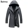 BATMO arrivée automne hiver laine de haute qualité à capuche trench gris hommes vestes hiver 1812 LJ201110