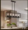 American Country Style Rectangular Chandelier Creative Simple Table Bar Lamp Dining Room Marble Glass Black Hanging Lamp