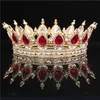 Ronde Crystal Crown Diadeem Queen Hoofdtooi Metalen Gouden Kleuren Tiara's en Crowns Prom Pageant Bruiloft Haar Sieraden Accessoires W0104