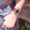 2019 marka mody kobiety Square Bransoletka zegarki damskie luksusowe skórzane paski kwarcowe zegarek Nowe kobiety swobodne zegar T200420