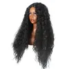 Woodfestival Afro Kinky Curly Wig Synthetische zwarte pruiken voor Afro -Amerikaanse Long Hair Midden -haarlijn Vrouwen