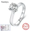 Yanleyu med certifikat 18K Stamp White Gold Ring 2 Carat Solitaire Round Diamond Wedding Engagement Rings for Women PR416 2202094980908