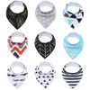 9 stk / partij Unisex Bandana Drool Bibs Katoen Gesp Kinder Bibs Burp Doeken Waterdichte Driehoek Handdoek Pasgeboren Cartoon Print Saliva Sjaal GGA3800-2