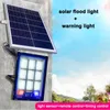 Sollampor LED Utomhusljus med varningsljus Vattentät Soldriven översvämning 100W 200W 300W 400W Red Blue Flash för Garden Park