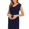 Zwangere vrouw jurken vrouw zomer ronde hals leef effen kleur sexy mode moederschap elegante jurk zwangere vrouwen kleding G220309