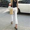 Streamgirl Jeans blancs pour femmes Skinny Automne Denim Pantalon Capris Droit Noir Skinny Jeans Femme Taille Haute Cheville Denim Pantalon 201105