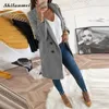 Automne Hiver Costume Blazer Femmes 2019 Laine Formelle Slim Blazers Veste Femme Travail Bureau Dames Costume À Manches Longues Manteaux D'extérieur T200319