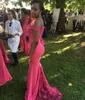 Fuchsia Elegant Satin Mermaid Bridesmaid Dresses Long For Black Girls Sexy Off Shoulder Lace Appliqued Maid Of Honor Gowns Aso Ebi Wedding Guest Party Dress AL8545