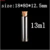 Mini tomma glasflaskor med trälock 18x80mm 13 ml små burkar injektionsflaska 100 st/parti gratis frakthög kvantitet